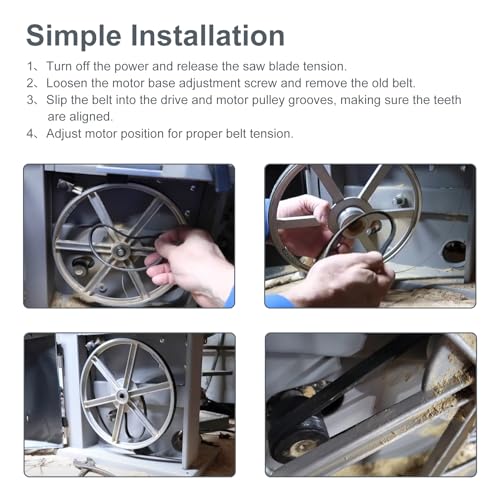 Thaekuns 119214000 Band Saw Drive Belt for Craftsman 10 Inch Band Saw 1/3 HP Motor 1-JL22020003 119.214000 124.214000 351.214000 (Ribbed Belt) -4 Pack - Image 3