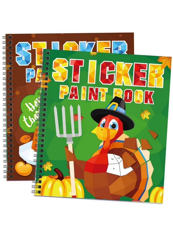 TBEEJ 2PCS Thanksgiving Day Crafts for Kids Ages 4-8 Sticker Paint Books Gift Party Create 20 Pictures（Sticker Sheets are Separate） - Image 1