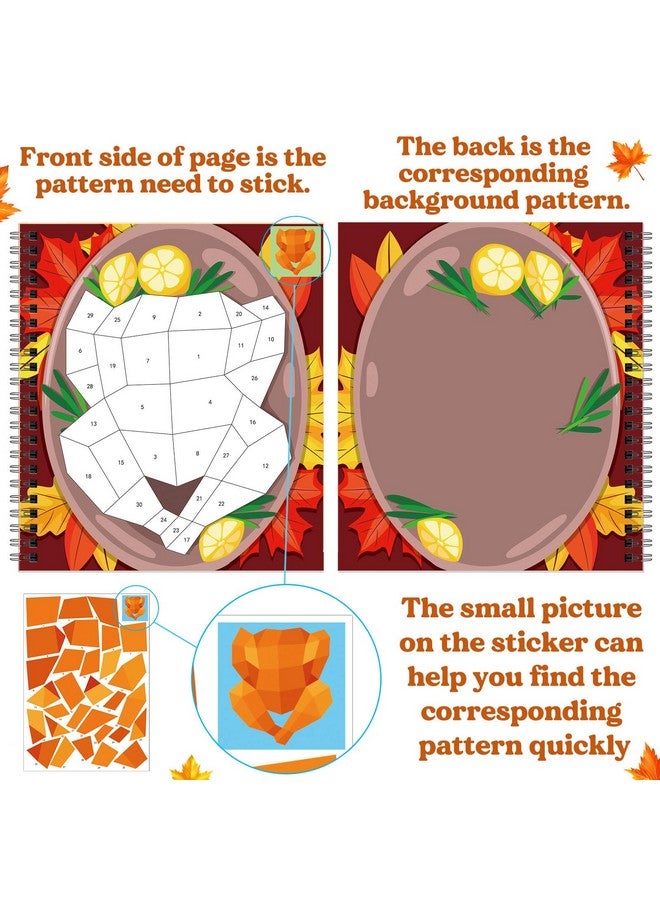 TBEEJ 2PCS Thanksgiving Day Crafts for Kids Ages 4-8 Sticker Paint Books Gift Party Create 20 Pictures（Sticker Sheets are Separate） - Image 5