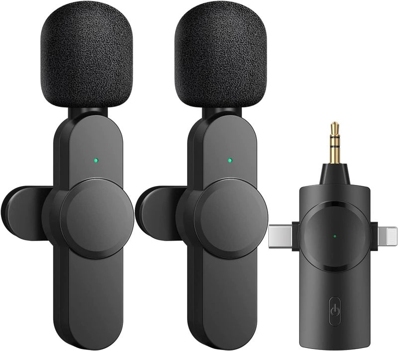 ZINGYOU Dual Wireless Lavalier Microphone Compatible for Any Smartphone Camera Cordless Double Mics Plug-Play Built-in Noise Reduction Chip 7H Long Time for Two-Person Creator - Image 1