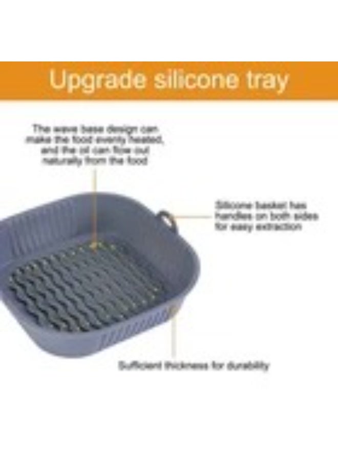 Silicone Air Fryer Liner – Large 21.3cm Reusable Non-Stick Square Silicone Basket Insert, Heat-Resistant & Easy to Clean, Fits 3.6–6.8L Air Fryers –2pcs Multicolor - Image 2