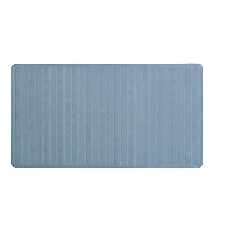 STESHWK Bath Mat with Suction Cups for Toddler Senior Shower Bathroom Floor Mat with Extra Large Absorbent Mat Anti Skid Thin Bath Rugs Fit Under Door Mats Blue