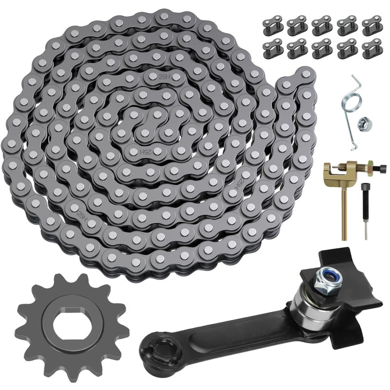 CILOYU 25h Chain 132 Link 13 Tooth Motor Sprocket Kit Replacement for Razor MX650 MX500 SX500 Mcgrath Electric Scooter Dirt Pocket MY1020 Motor Dirt Bike Parts with 25h Chain Tensioner