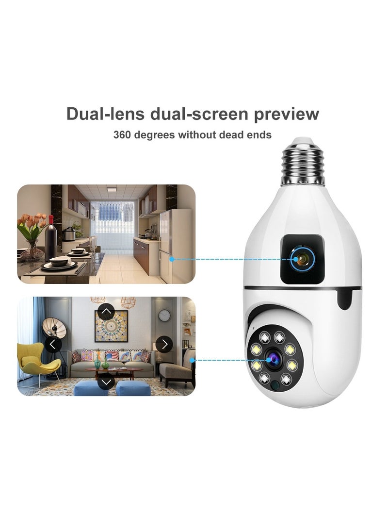 GULFLINK - GULFLINK V380 Pro Dual Lens Dual Screen E27 Bulb Camera Two Ways Audio Color Night Vision Smart Home Security Wireless WiFi Indoor Camera - Image 1