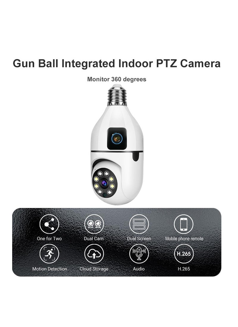 GULFLINK - GULFLINK V380 Pro Dual Lens Dual Screen E27 Bulb Camera Two Ways Audio Color Night Vision Smart Home Security Wireless WiFi Indoor Camera - Image 1
