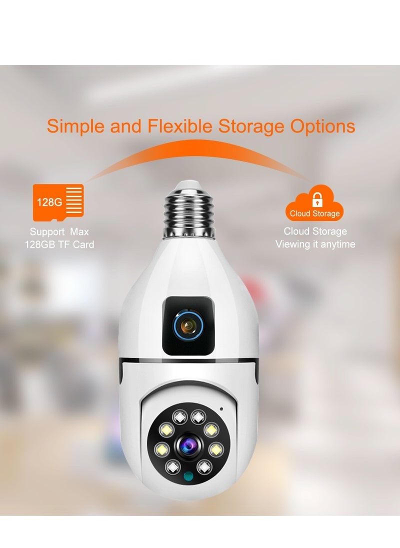GULFLINK - GULFLINK V380 Pro Dual Lens Dual Screen E27 Bulb Camera Two Ways Audio Color Night Vision Smart Home Security Wireless WiFi Indoor Camera - Image 1