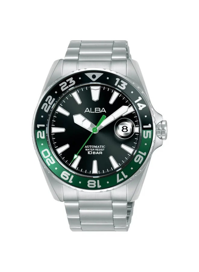 Alba AU4069X1 Automatic Men's Watch | Black Dial | Stainless Steel Bracelet | Rotating Bezel | 100M Water Resistant | 43mm - Image 1