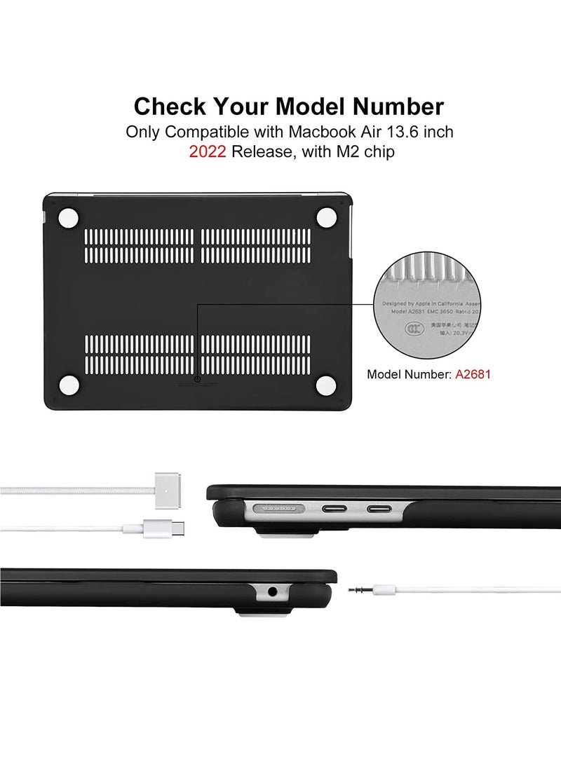 Generic 2 in 1 Hard Shell Case & Keyboard Cover for M4/M3/M2 Chip Macbook Air 13.6 inch with Touch ID(Model A3240 A3113 A2681),Black  - Image 3