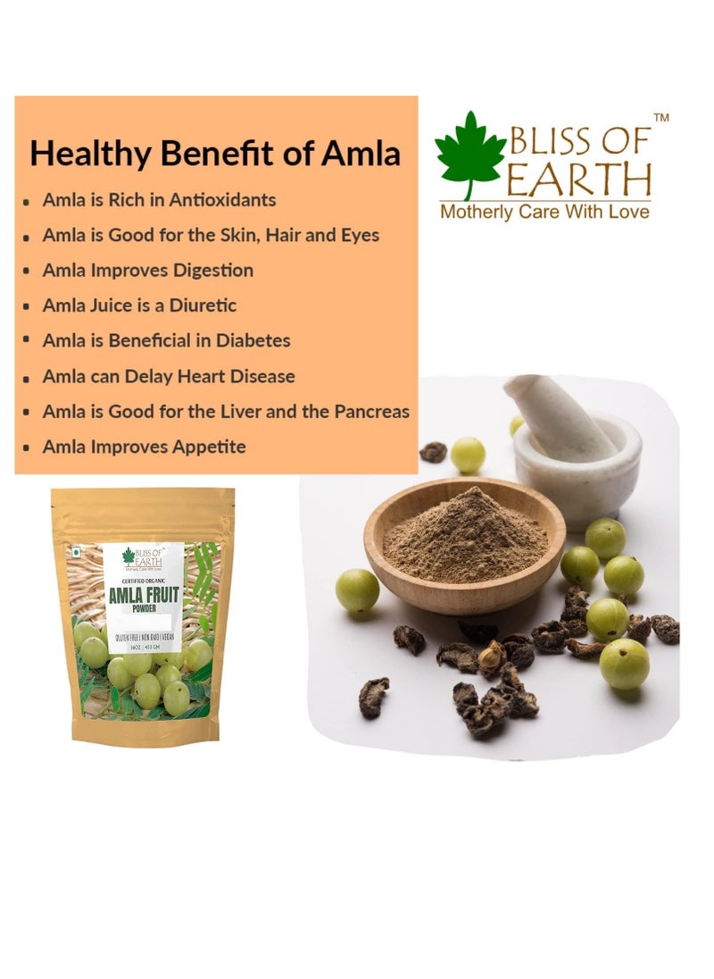 BLISS OF EARTH 100% Pure Natural AMLA Powder 453GM Indian Gooseberry Great For Hair Conditioning and Hair Coloring Mixture Natural Vitamin C and Antioxidants Pack of 3  - Image 5
