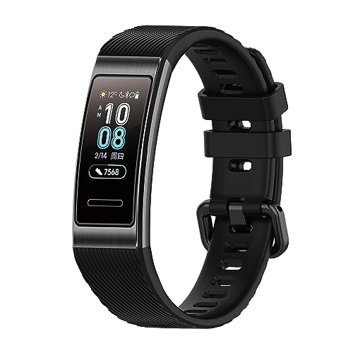 INF Watch Band for Huawei Band 3/3 Pro/4 Pro, Soft TPU Wrist Strap for Women/Men, Adjustable Breathable Sport Replacement Band with Metal Clasp(Black) - Image 1