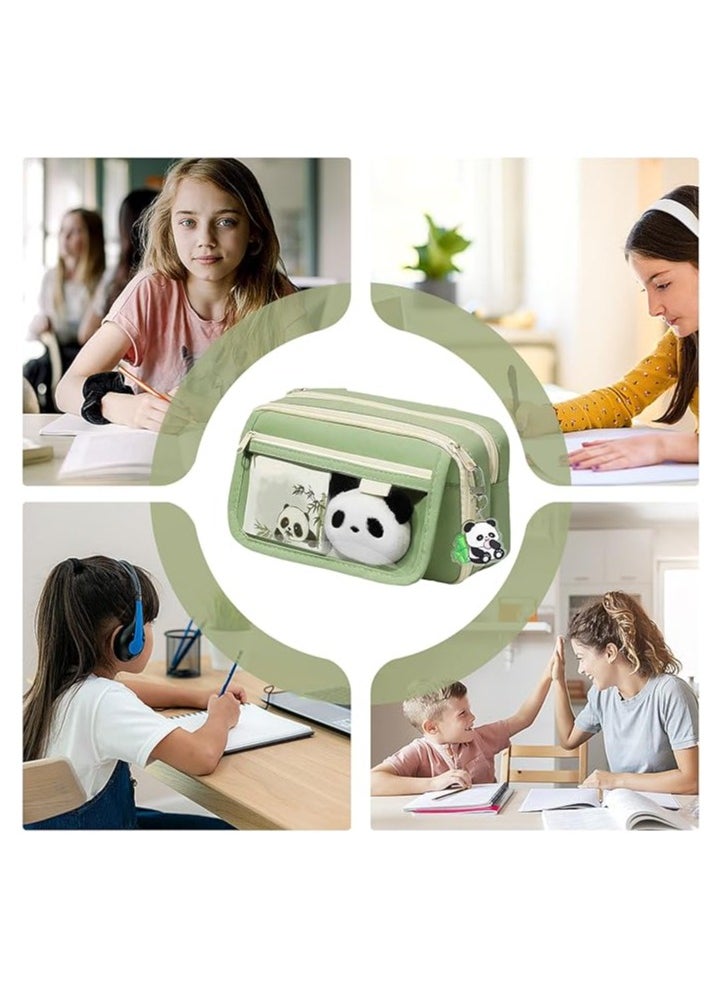 XFXINGFU Panda multi-layer Pencil Case  set, Large Capacity Pencil Pouch, Cute and Aesthetic Panda Stationery Supplies, Zipper Pouch for Pens  - Image 2