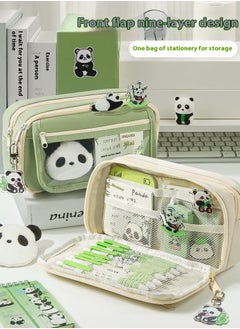 XFXINGFU Panda multi-layer Pencil Case  set, Large Capacity Pencil Pouch, Cute and Aesthetic Panda Stationery Supplies, Zipper Pouch for Pens  - Image 4