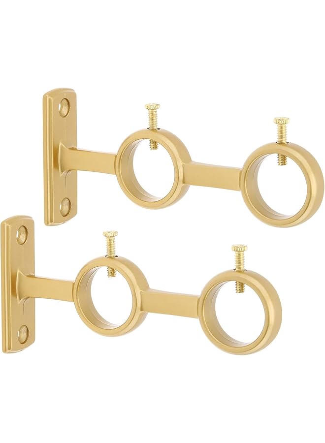 erorex 2 Pcs Double Curtain Rod Brackets, Durable Metal Curtain Rod Holders, Heavy Duty Curtain Rod Holder Wall Mounted Rod Holder, Unlimited Installation Angle for Living Room Bedroom Curtain Rods  - Image 1