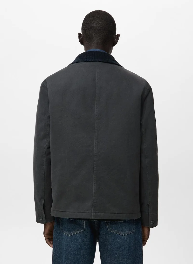 Mango Man Jacket with pockets and corduroy collar