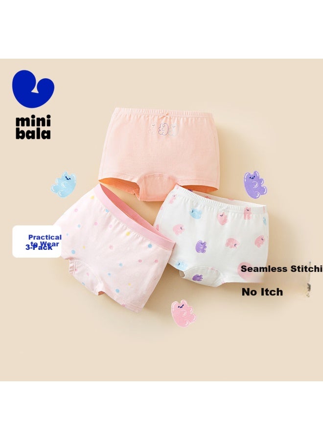 Minibala Girls' Cotton Underwear Baby Flat Safety Shorts No Pinch Pp Boxer Briefs 3-pack - Image 1