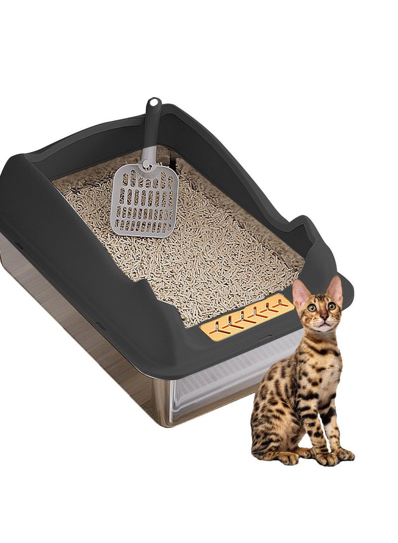 Kidle Stainless Steel Cat Litter Box Metal Cat Litter Box Tray with High Wall Sides Easy to Clean - Image 1