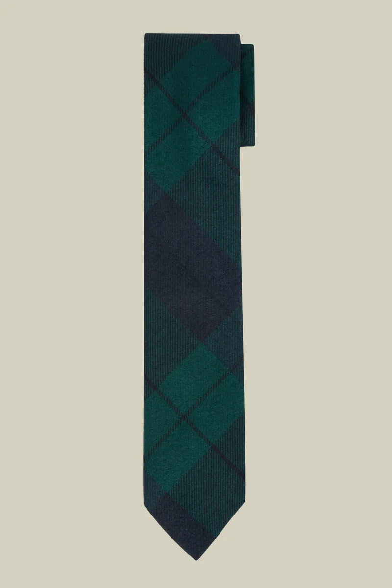 دوبل غانغر Men's tartan patterned tie - Blue/Green