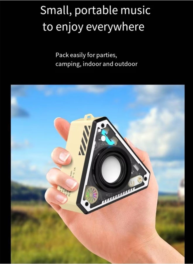 Mini Portable Wireless Bluetooth Speaker with Lights and Lanyard, TWS Dual Pairing for Music, Perfect for Outdoor and Home Use, Hands Outdoor Handheld Portable Hanging Bag Triangle Audio (White) - Image 4