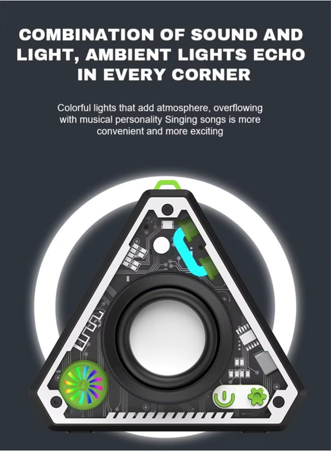 Mini Portable Wireless Bluetooth Speaker with Lights and Lanyard, TWS Dual Pairing for Music, Perfect for Outdoor and Home Use, Hands Outdoor Handheld Portable Hanging Bag Triangle Audio (White) - Image 5