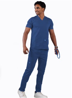 RZ Scrub Comfortable Lycra Petroleum colour fabric with many pockets is meticulously crafted to retain its color without fading with repeated washing  - Image 2