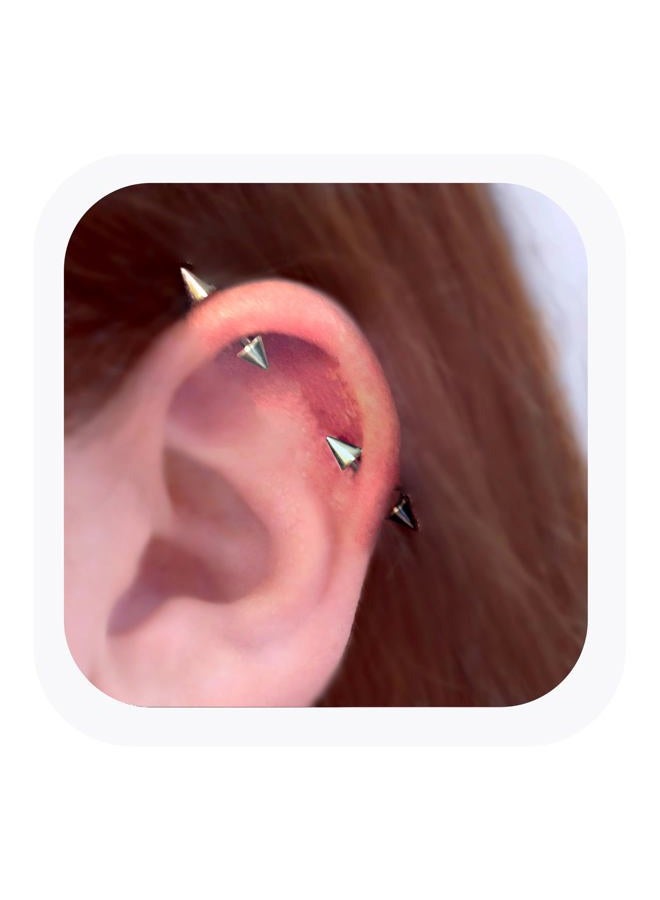 TRBR 14G 16G 2PCs Surgical Stainless Steel Spike Cartilage Earring, Silver Helix Piercing Jewelry, Industrial Barbell, 16G, Surgical Sgeel, No Gemstone - Image 1