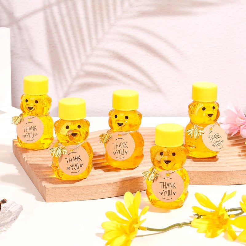 Barafat 50 Pack Plastic Honey Bear Bottles Jars, 2 oz Honey Bear Cup with Lids Mini Bear Shape Empty Honey Bear Bottle Honey Containers Bulk Jam Juice Candy for Wedding Gifts Baby Shower Favors - Image 2