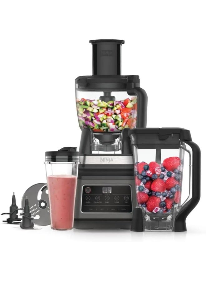 Ninja 3-In-1 Food Processor & Blender With 5 Automatic Programs: Blend, Max Blend, Chop, Mix, Puree, 1.8L Bowl, 2.1L Jug, 700ml Cup, Dishwasher Safe Parts, Auto-iQ 2.1 L 1200 W BN801ME Black/Silver - Image 1