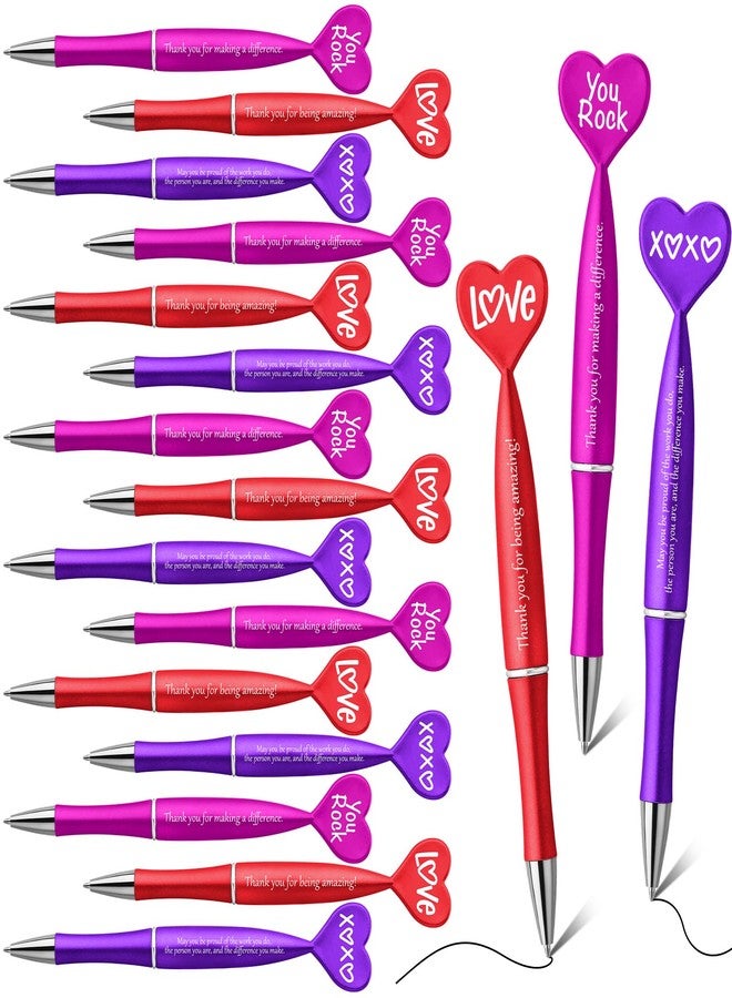 Jetec 36 Pcs Valentine's Day Heart Shaped Pens Bulk Love Heart Ballpoint Pens Inspirational Thank You Pen Appreciation Gifts for Employee Coworker, 3 Styles - Image 1