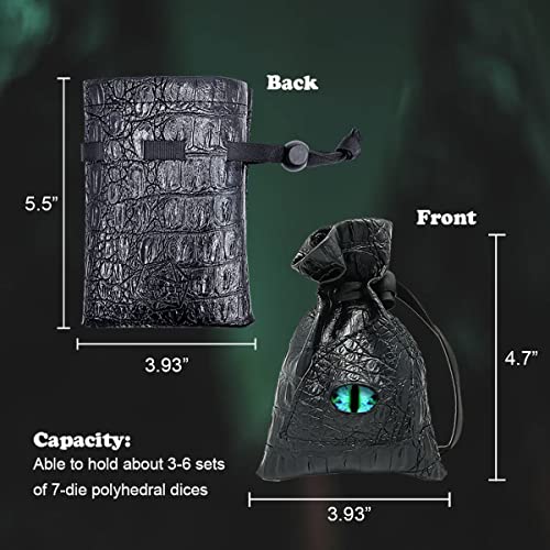 Haxtec Dragon Eye Dice Bag Drawstring Leather DND Dice Pouch Storage Bag Compatible with Dungeons and Dragons Dice D&D Gift Dices Coins and Accessories (Eternal-Blue Eye) Patent Number D893867 - Image 3