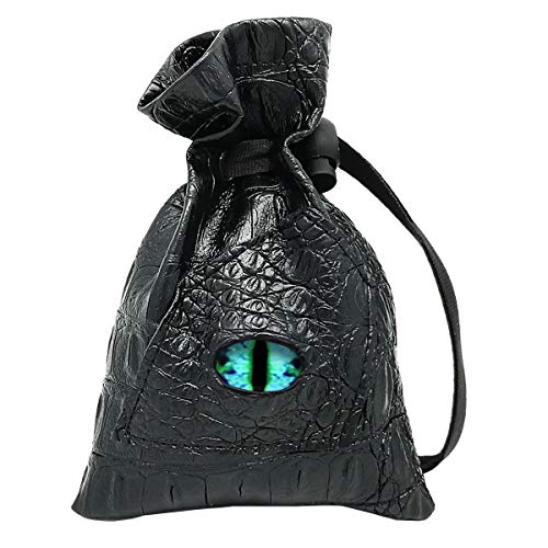 Haxtec Dragon Eye Dice Bag Drawstring Leather DND Dice Pouch Storage Bag Compatible with Dungeons and Dragons Dice D&D Gift Dices Coins and Accessories (Eternal-Blue Eye) Patent Number D893867 - Image 1