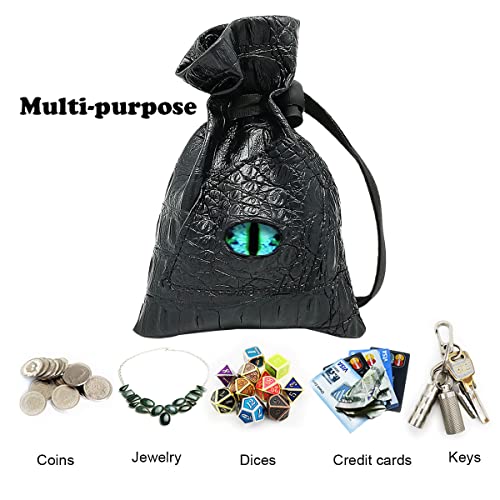 Haxtec Dragon Eye Dice Bag Drawstring Leather DND Dice Pouch Storage Bag Compatible with Dungeons and Dragons Dice D&D Gift Dices Coins and Accessories (Eternal-Blue Eye) Patent Number D893867 - Image 5