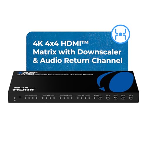 OREI 4K@60Hz 4×4 HDMI Matrix Switch with Downscaler & ARC, 18Gbps, HDCP 2.2, HDR, Audio Extraction (Optical & Analog), 4K-to-1080p Scaling, IR Remote (UHD-404R) - Image 2