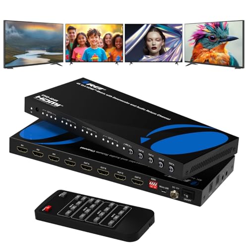 OREI 4K@60Hz 4×4 HDMI Matrix Switch with Downscaler & ARC, 18Gbps, HDCP 2.2, HDR, Audio Extraction (Optical & Analog), 4K-to-1080p Scaling, IR Remote (UHD-404R) - Image 1