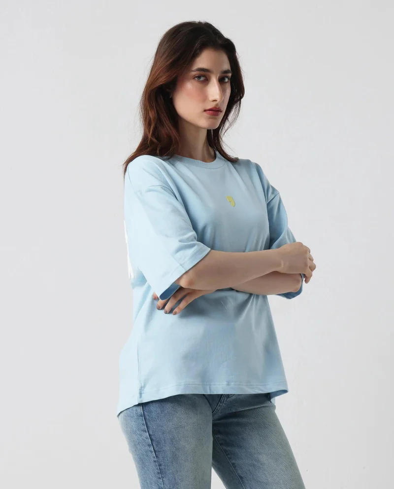 Rareism Women's Back Graphic Print Oversized T-Shirt