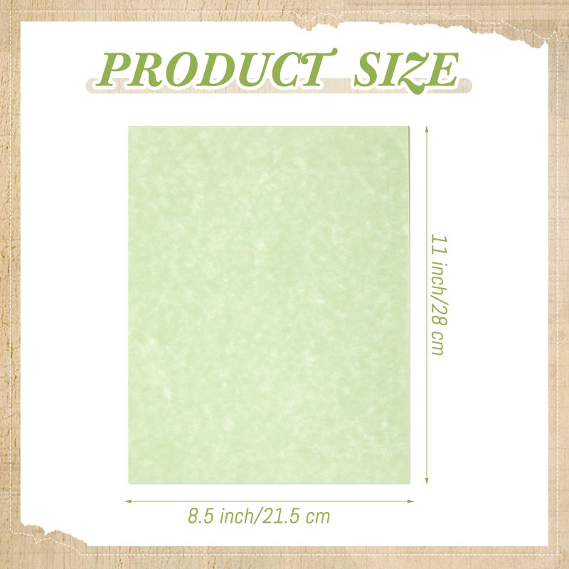 Epakh 200 Sheets Old Age Parchment Paper 8.5 x 11 Inch Standard Letter Vintage Colored Old Parchment Semblance Double Side Printing Paper (Green) - Image 2