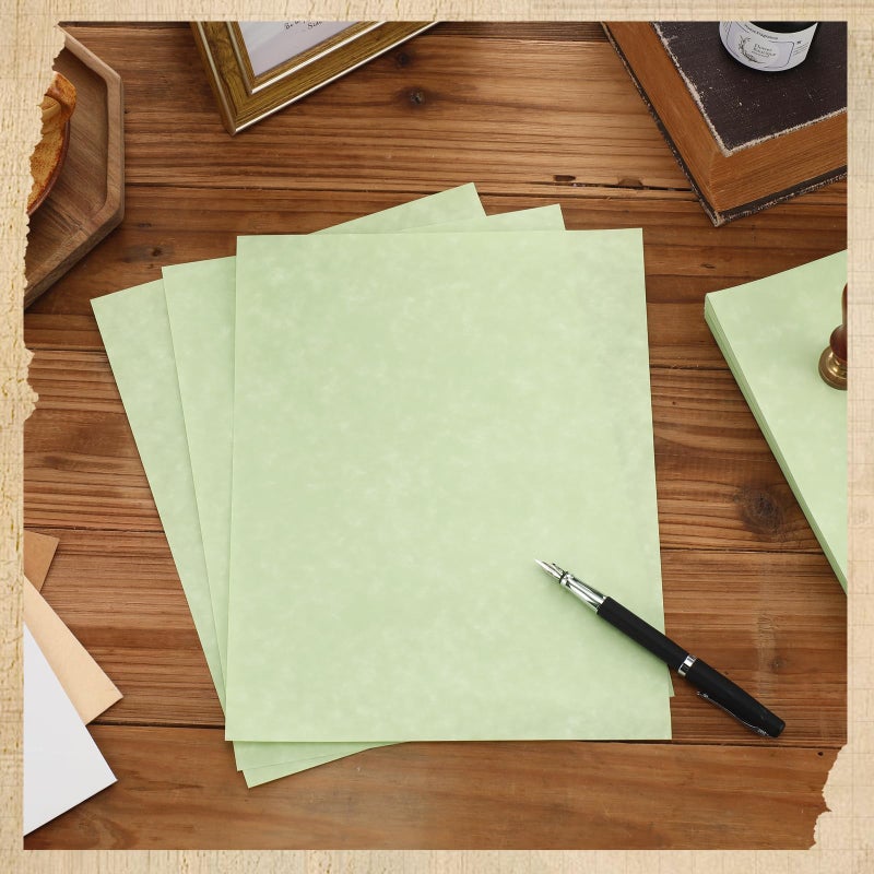 Epakh 200 Sheets Old Age Parchment Paper 8.5 x 11 Inch Standard Letter Vintage Colored Old Parchment Semblance Double Side Printing Paper (Green) - Image 5