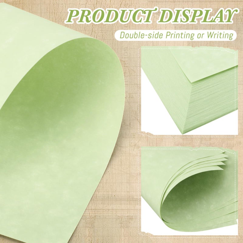 Epakh 200 Sheets Old Age Parchment Paper 8.5 x 11 Inch Standard Letter Vintage Colored Old Parchment Semblance Double Side Printing Paper (Green) - Image 3