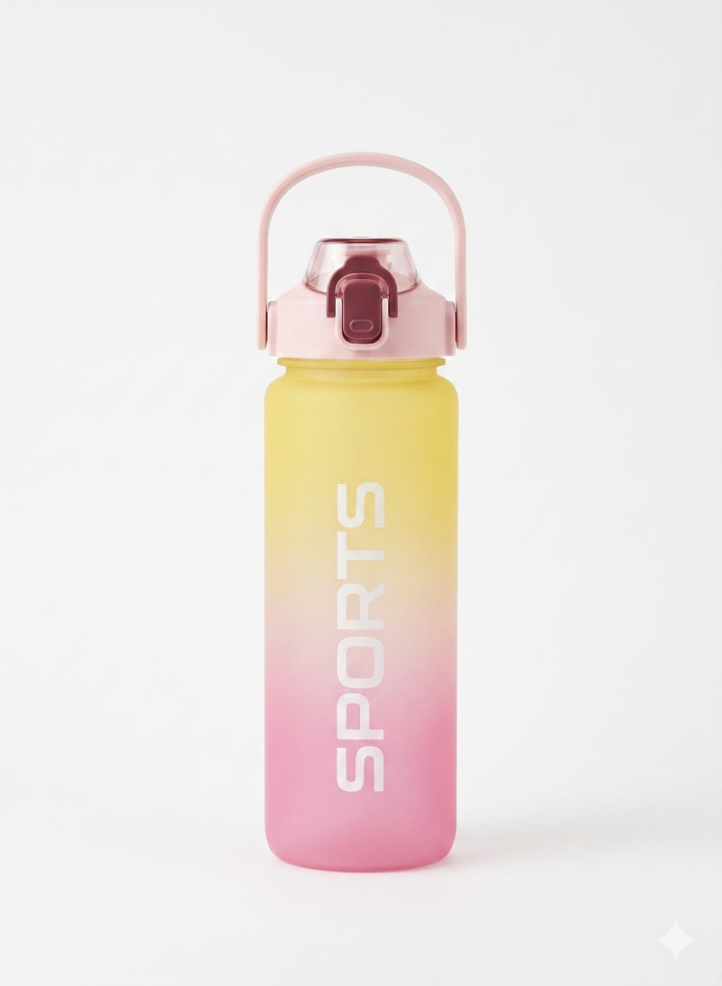 Sports Water Bottle Gradient Colors Leakproof Gym Fitness Drinking Flask with Straw Push Button Lock and Handle Multi Colors 1 Piece - Image 3