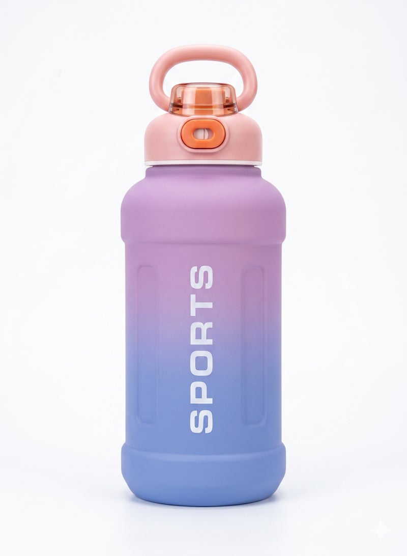 Sports Water Bottle Gradient Colors Leakproof Gym Fitness Drinking Flask with Straw Push Button Lock and Handle Multi Colors 1 Piece - Image 4
