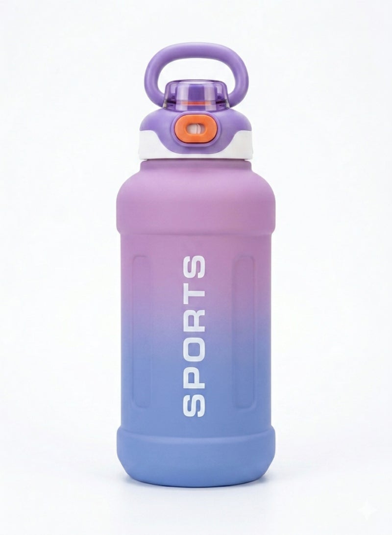 Sports Water Bottle Gradient Colors Leakproof Gym Fitness Drinking Flask with Straw Push Button Lock and Handle Multi Colors 1 Piece - Image 5