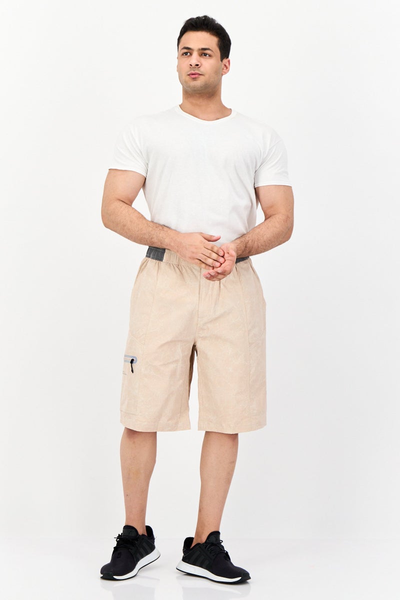 Adidas Men Sportswear Fit Brand Logo Training Short, Beige  - Image 4