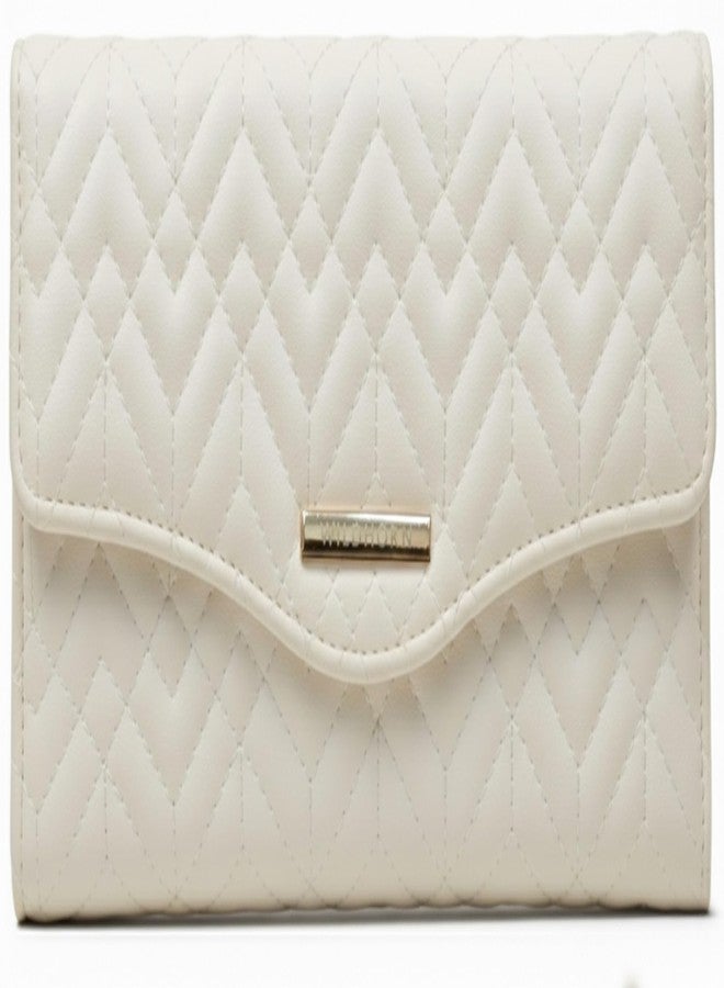 WildHorn Women’s Vegan Leather Wallet | Multiple Card Slots with ID Window | Zip Coin Pocket | Elegant Quilted Design | Spacious & Stylish Ladies Purse (White) - Image 1