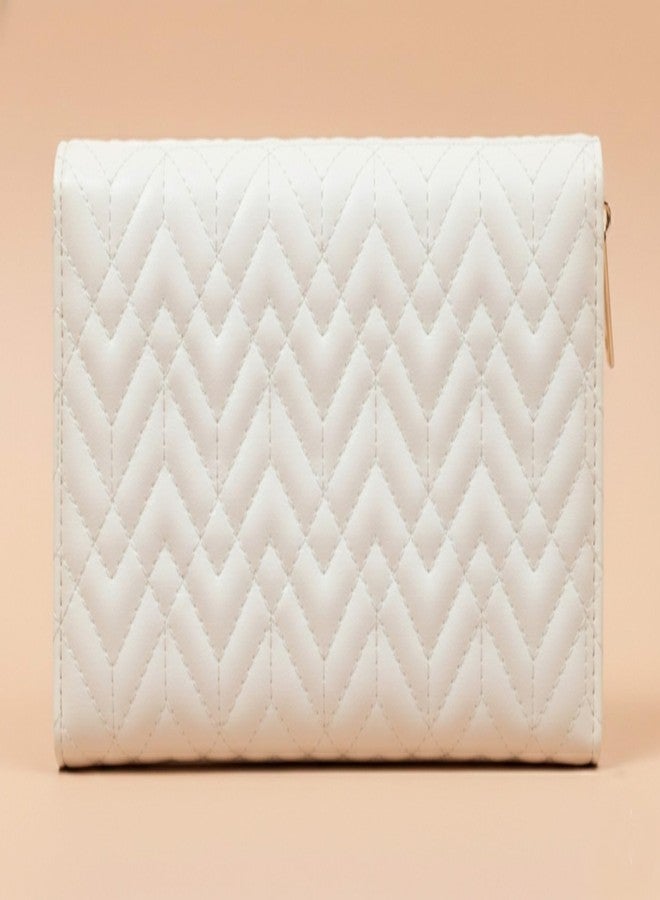 WildHorn Women’s Vegan Leather Wallet | Multiple Card Slots with ID Window | Zip Coin Pocket | Elegant Quilted Design | Spacious & Stylish Ladies Purse (White) - Image 5