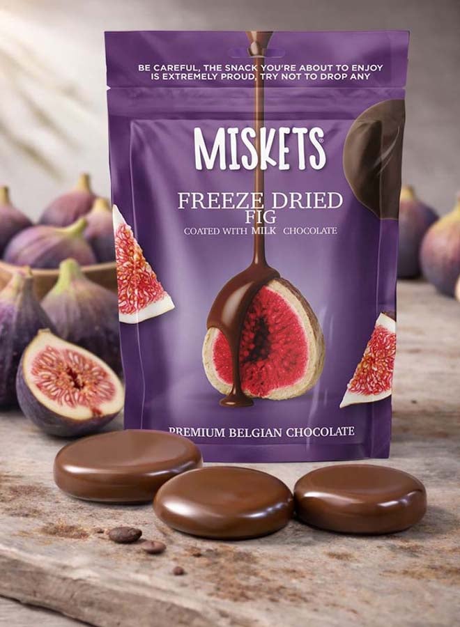 Miskets Belgian Milk Chocolate Coated Freeze Dried Fig Slices, 80 gr - Image 2