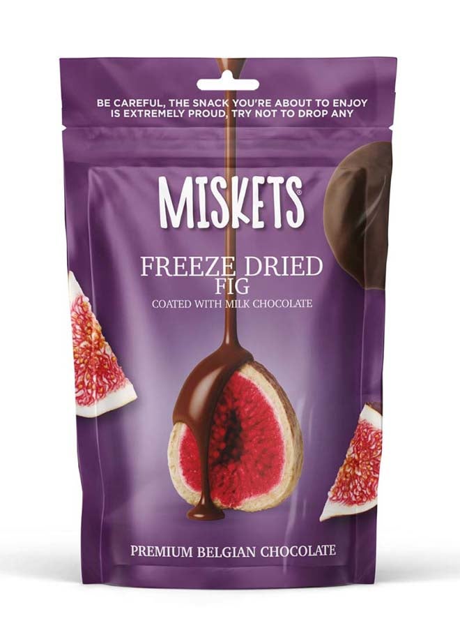 Miskets Belgian Milk Chocolate Coated Freeze Dried Fig Slices, 80 gr - Image 1