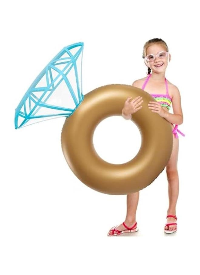 HOOKOR Inflatable Diamond Ring Pool Float - Engagement Ring Bachelorette Party Float Stagette Decorations Swimming Tube Floaty Outdoor Water Lounge for Adults & Kids  - Image 1