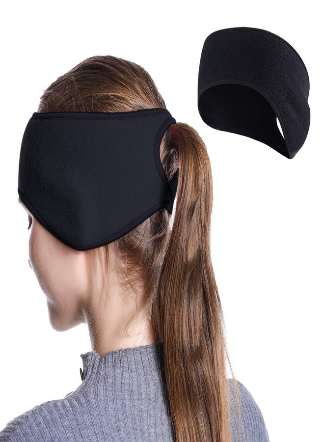 JOEYOUNG Womens Running Ear Warmer Ponytail Fleece Headband - Perfect for Winter Outdoor Sports - Image 1