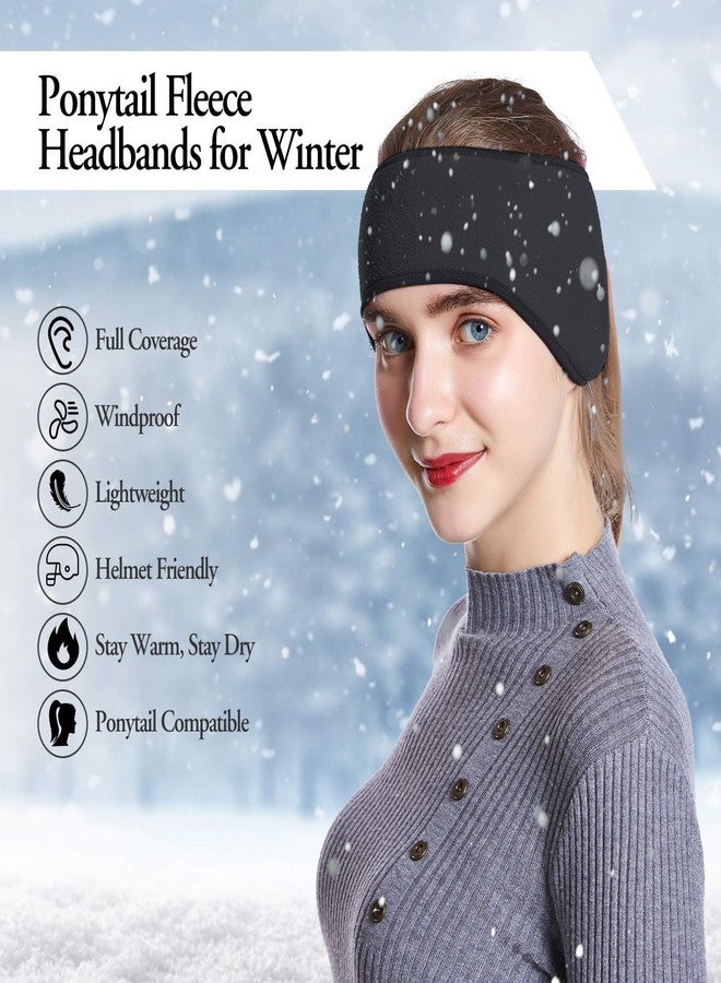 JOEYOUNG Womens Running Ear Warmer Ponytail Fleece Headband - Perfect for Winter Outdoor Sports - Image 3