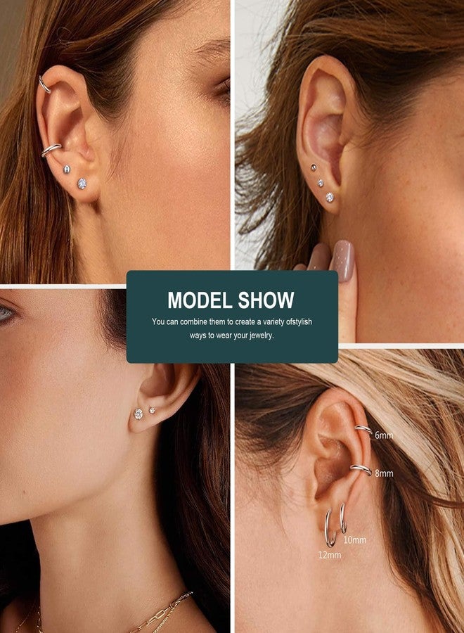 GOGOEY 10 Pairs Surgical Steel Earrings Set | Huggie Hoops & Flat Back Studs - Image 4