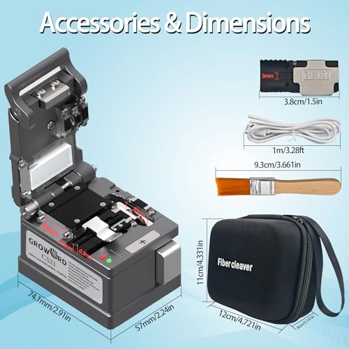 groword Optical Fiber Cleaver Handheld Fiber Optic Thermal Stripper for Ribbon or Simplex Fiber,2 in 1 Stripping and Cutting,Fiber Optic Hot Stripper, Automatic Heating Stripping Tool for 1-12 Strands - Image 5